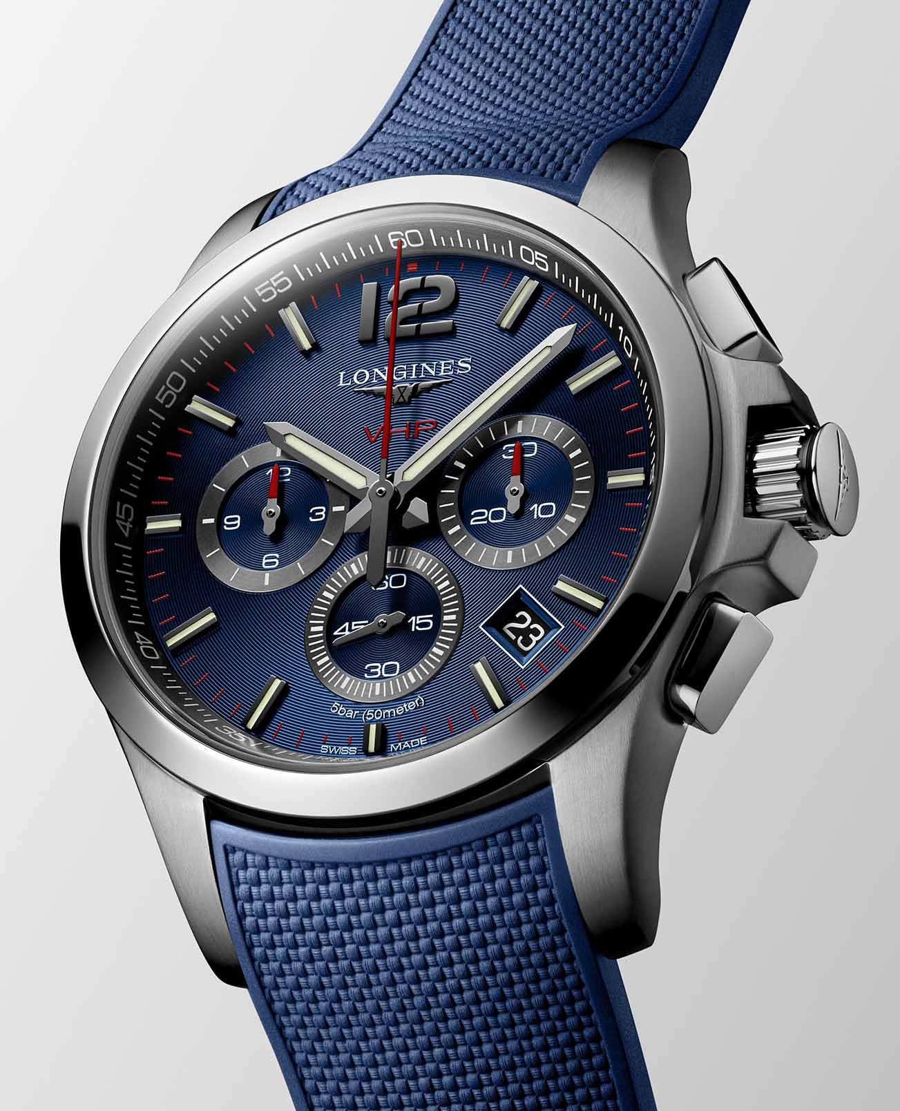 Longines Longines Conquest V.H.P. L3.717.4.96.9 , наручные мужские часы фото под углом